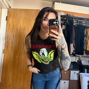 Killstar Black Sleeveless Top with Green GREMLINS Graphic